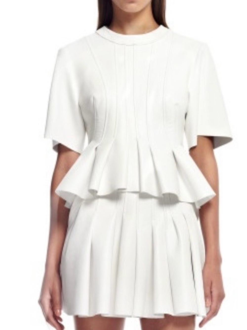 Alexander Wang Leather Pleated Peplum Top